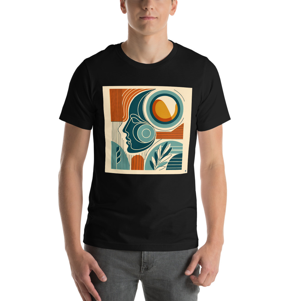 Abstract Line Face with Geometric Shapes
