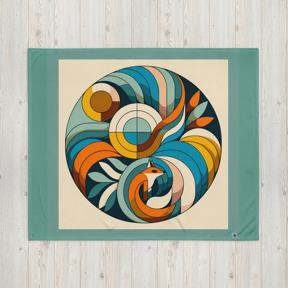 Geometric Fox in Abstract Botanical Circle