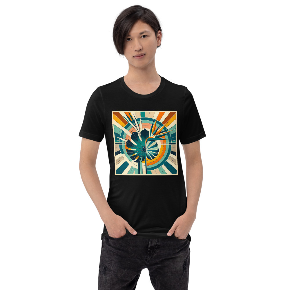 Geometric Monstera Leaf with Bird of Paradise