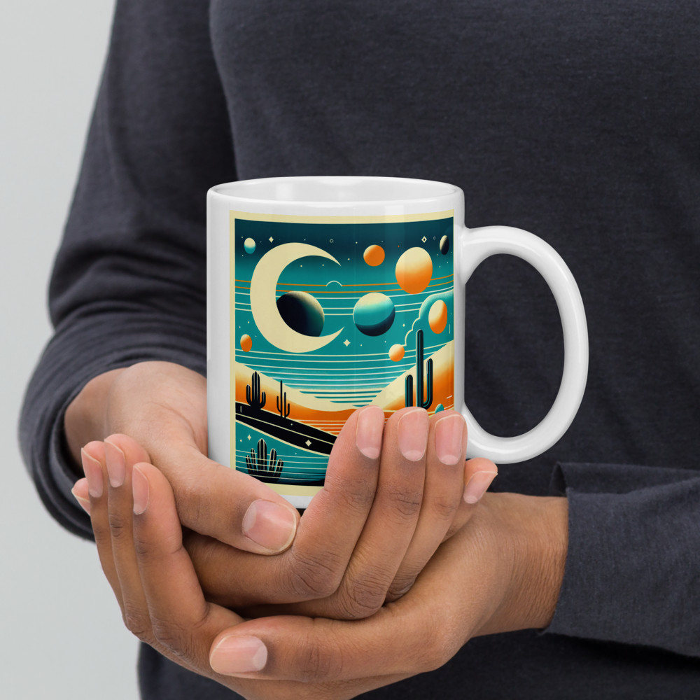Geometric Desert Moon and Planets Gradient Scene