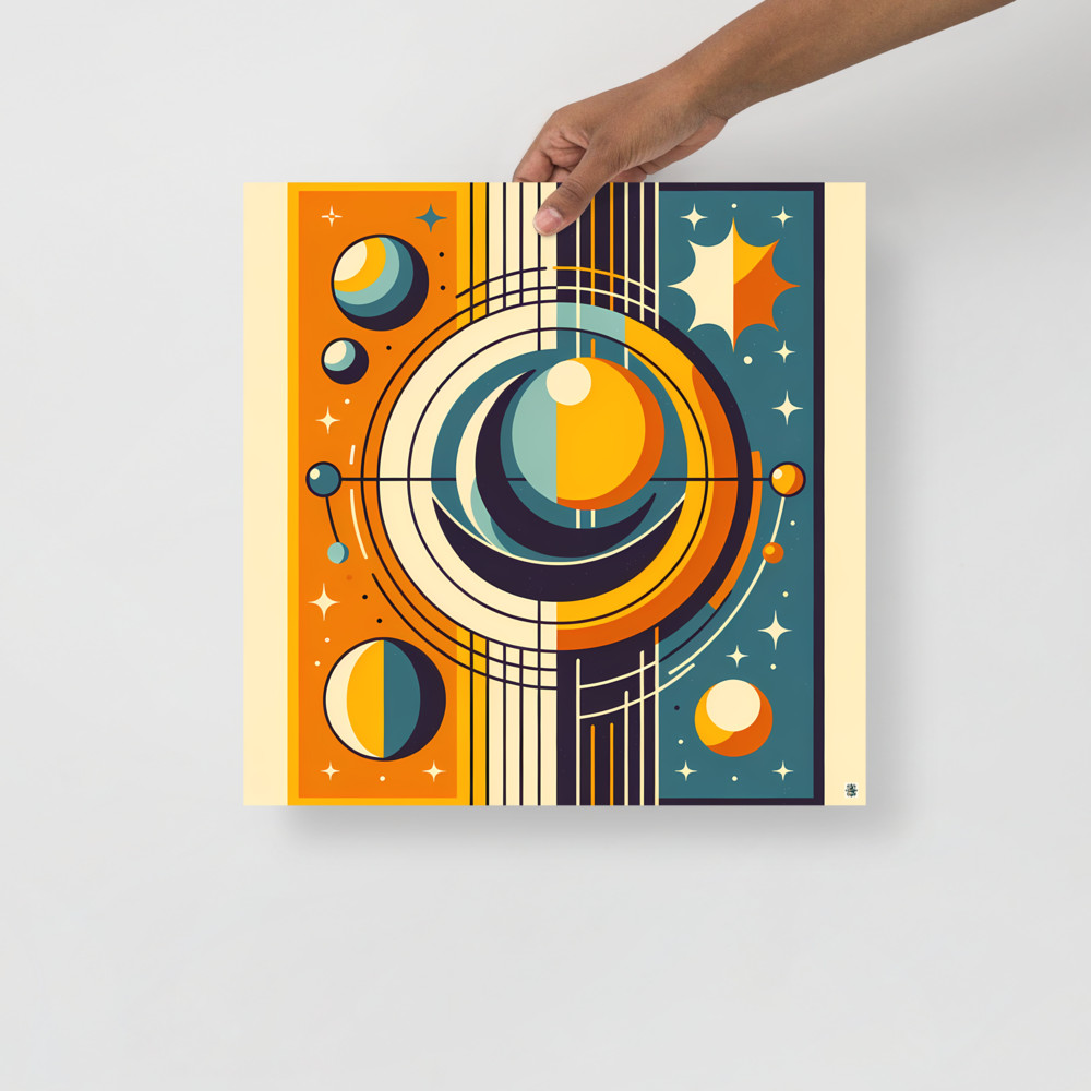 Geometric Sun and Moon Orbit Illustration
