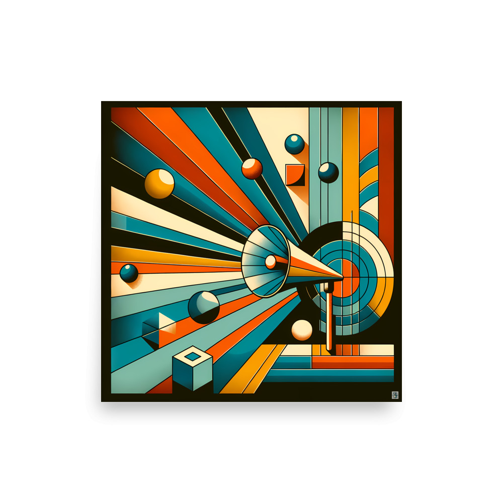 Geometric Rays and Spheres Abstract Composition — Art Print