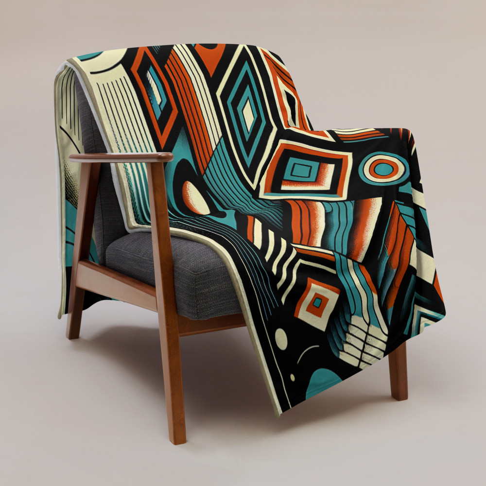 Retro Geometric Space Cubes in Teal and Orange