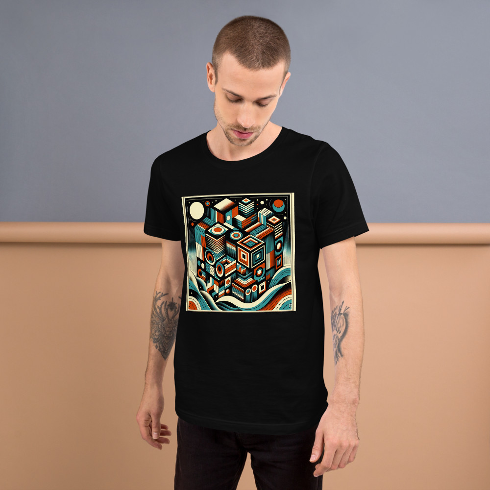 Retro Geometric Space Cubes in Teal and Orange