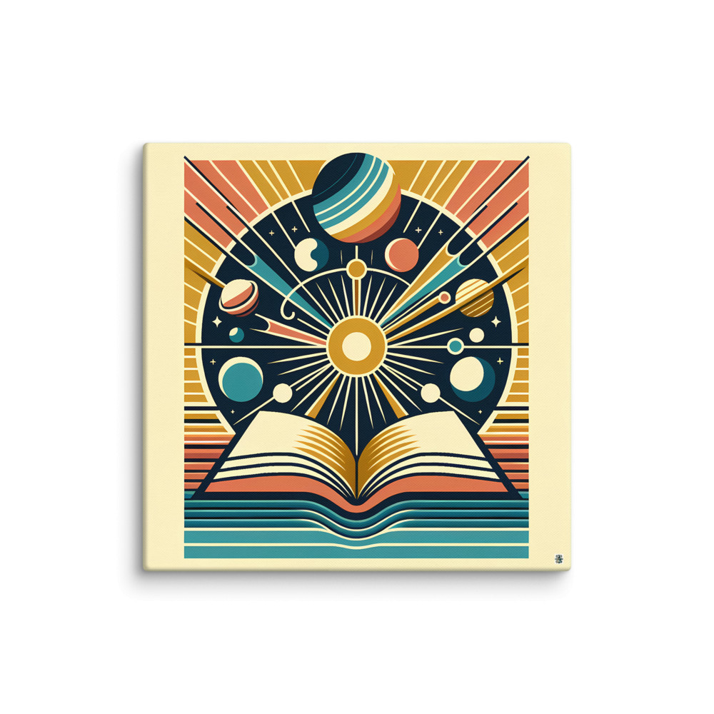Retro Space Bookburst Illustration — Canvas Print
