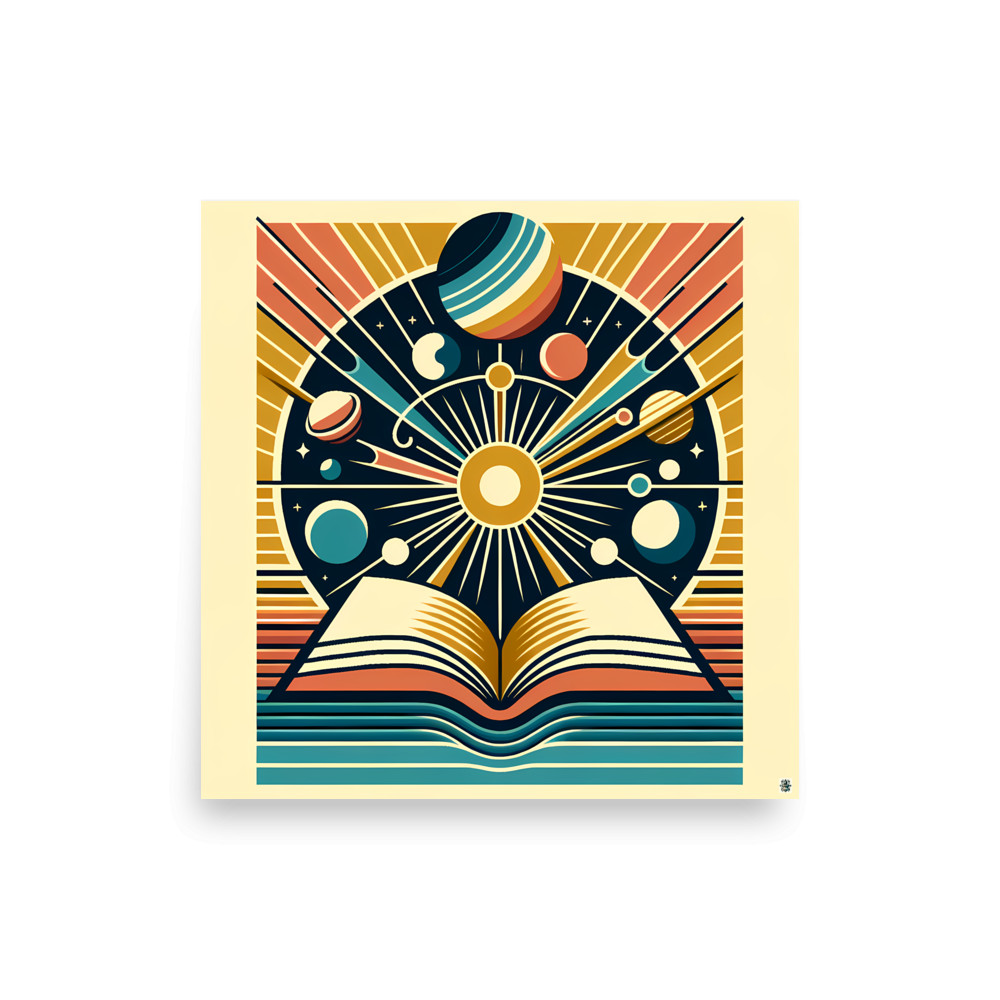 Retro Space Bookburst Illustration — Art Print