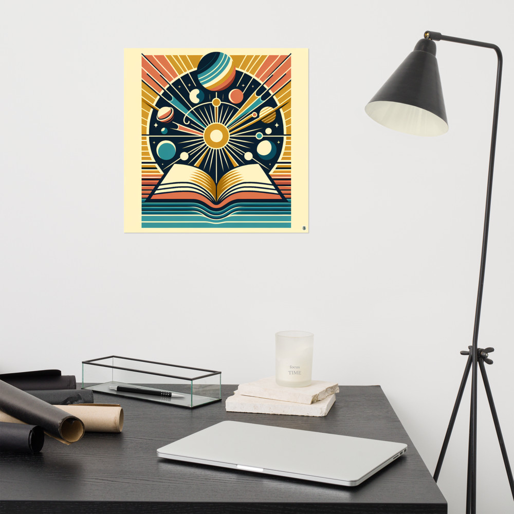 Retro Space Bookburst Illustration