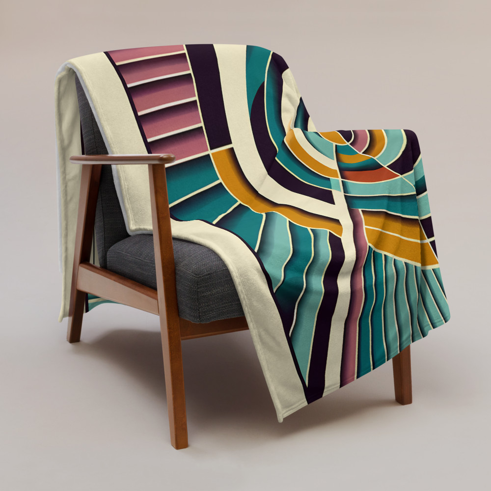 Retro Geometric Spiral Sunburst Abstract