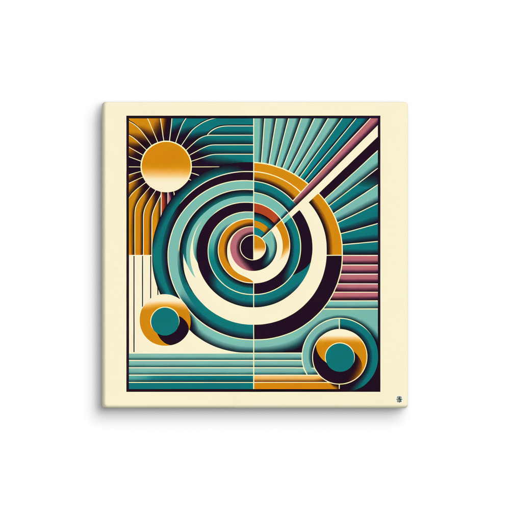 Retro Geometric Spiral Sunburst Abstract — Canvas Print