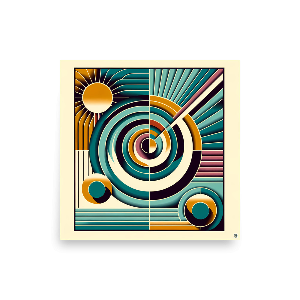 Retro Geometric Spiral Sunburst Abstract — Art Print