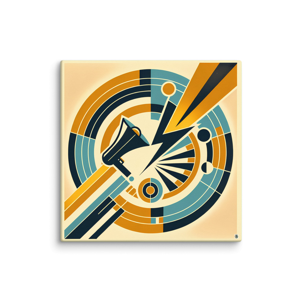 Retro Megaphone Geometric Burst — Canvas Print