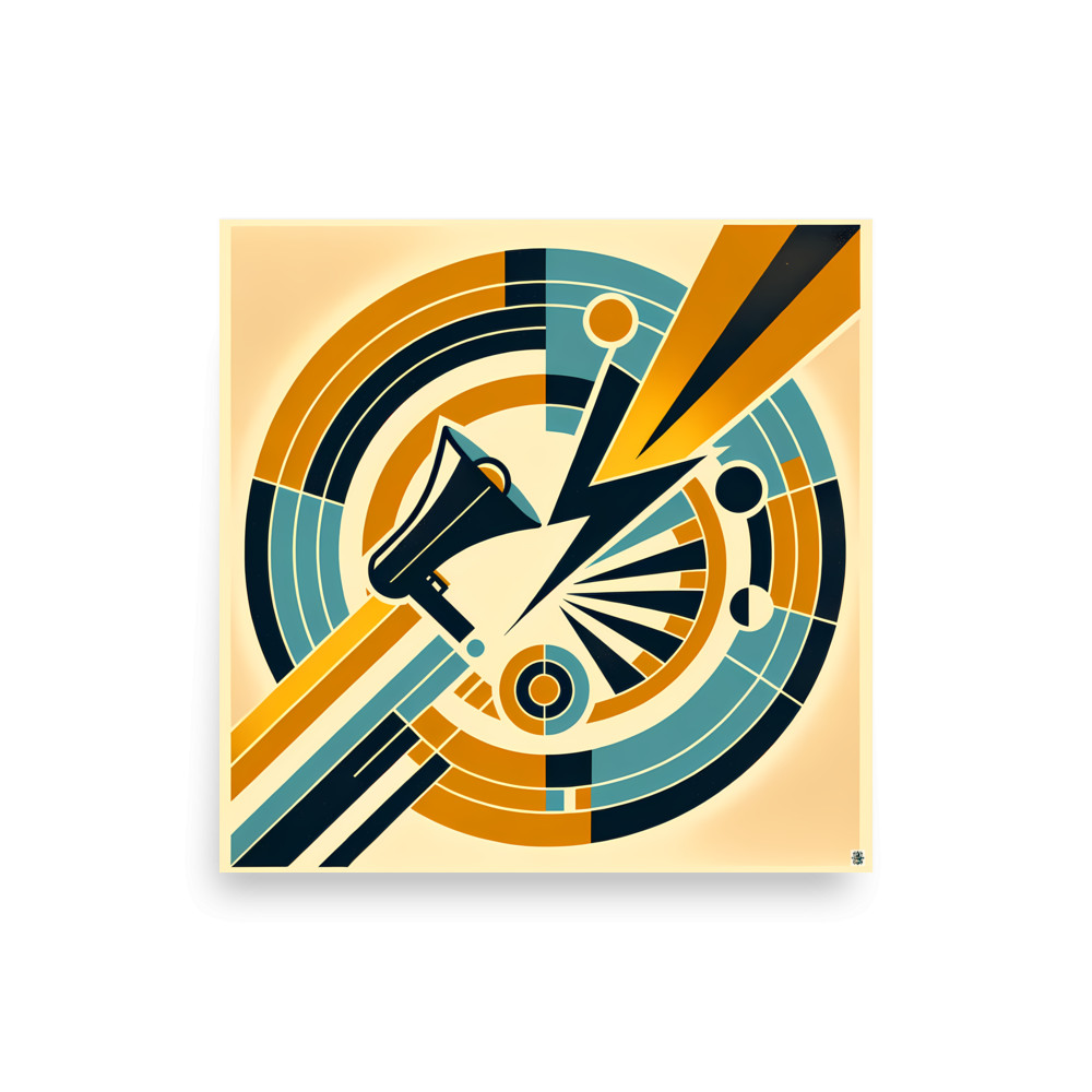 Retro Megaphone Geometric Burst — Art Print