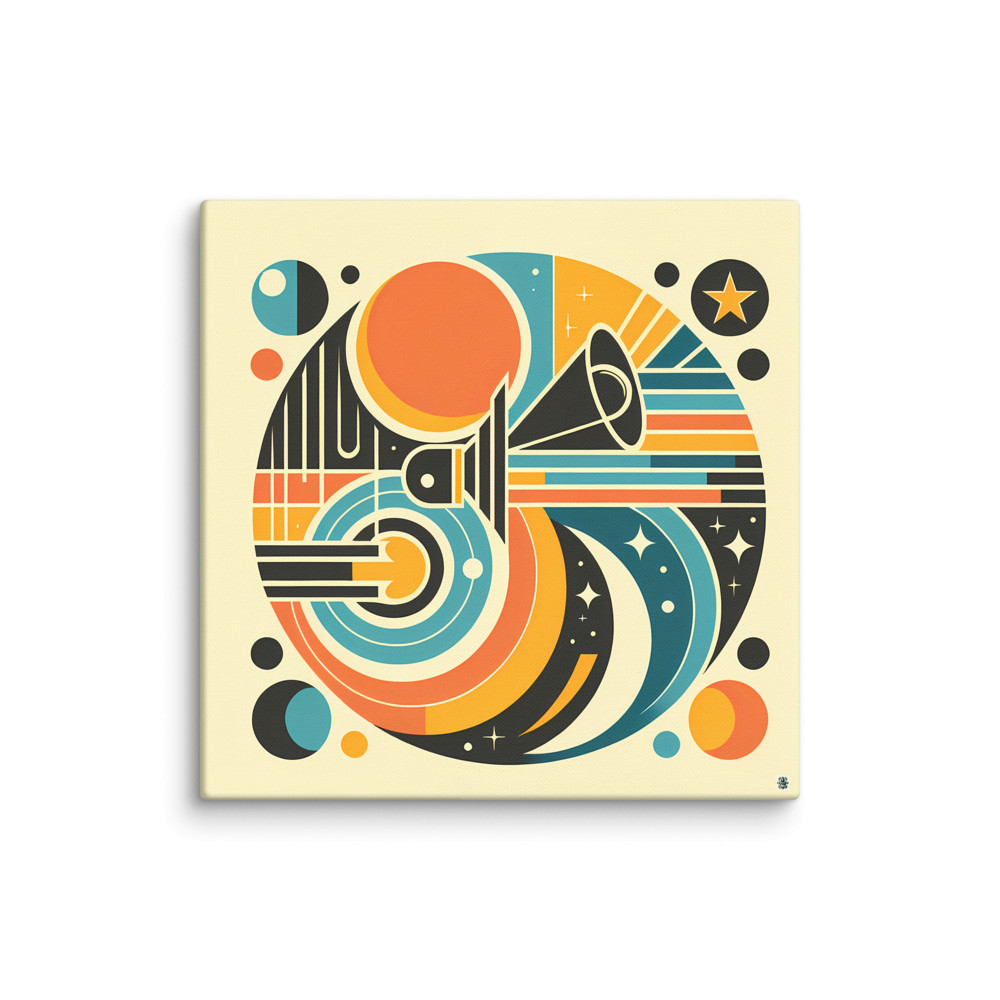 Retro Megaphone Letterform Geometric Design — Canvas Print
