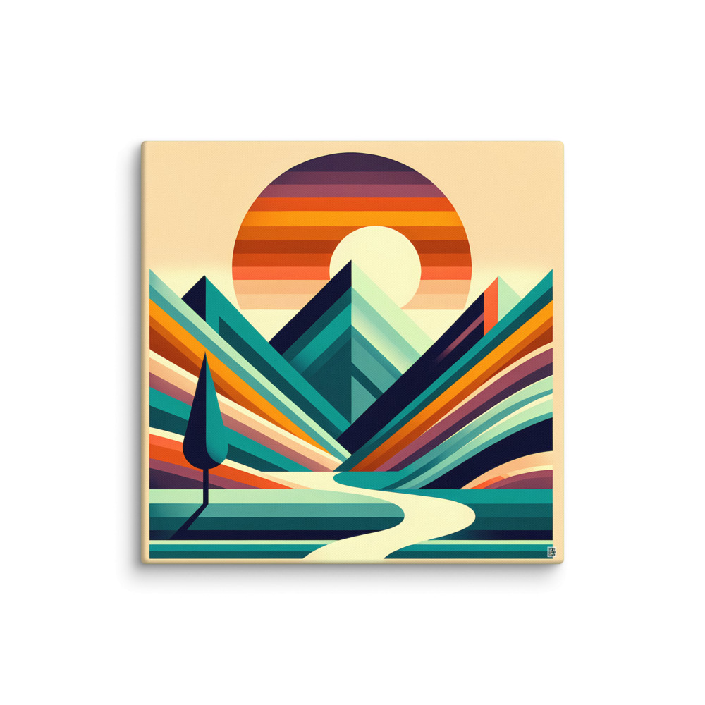 Geometric Mountain Sunset Landscape — Canvas Print