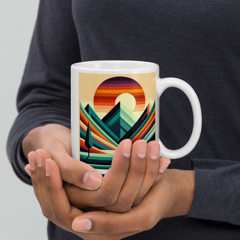 Geometric Mountain Sunset Landscape