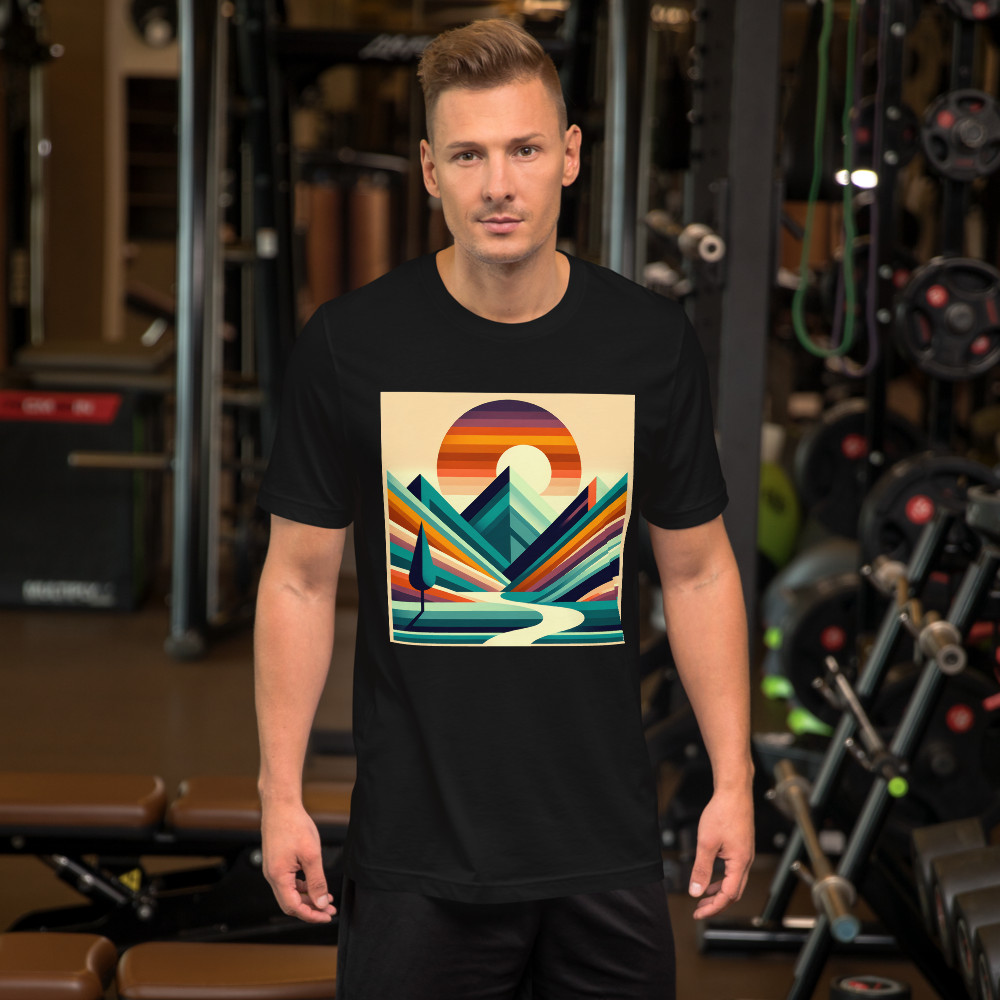 Geometric Mountain Sunset Landscape