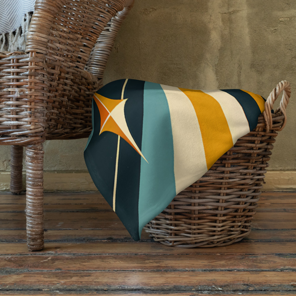 Geometric Sun and Moon Rays Retro Space Design