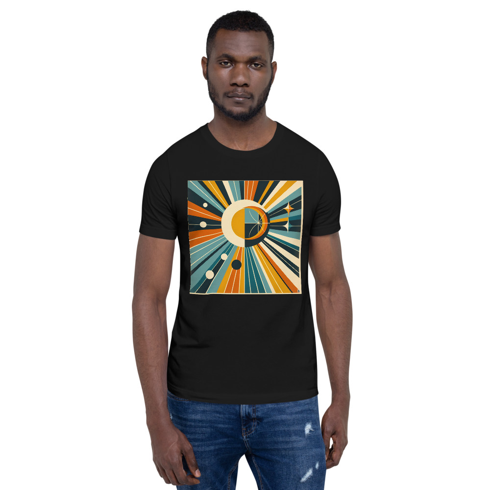Geometric Sun and Moon Rays Retro Space Design