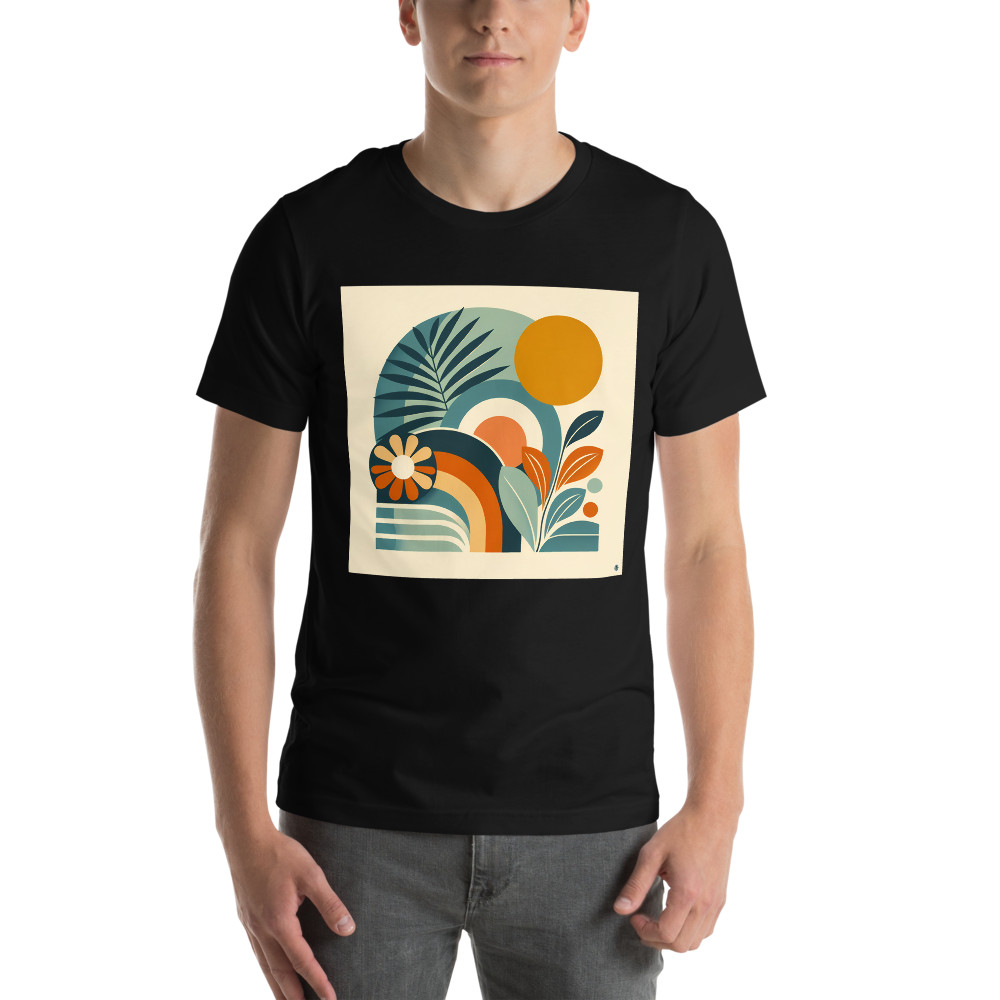 Abstract Botanical Shapes with Sun and Leaves