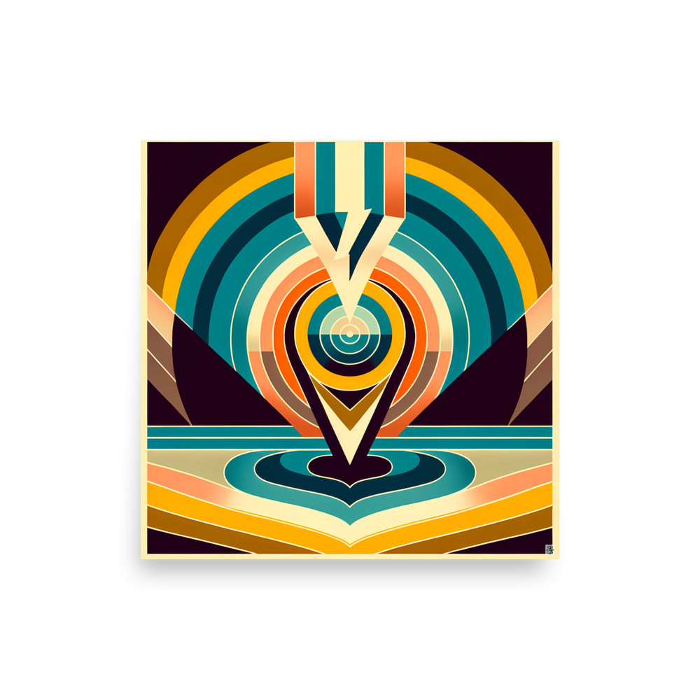 Geometric Letter V Concentric Circles — Art Print