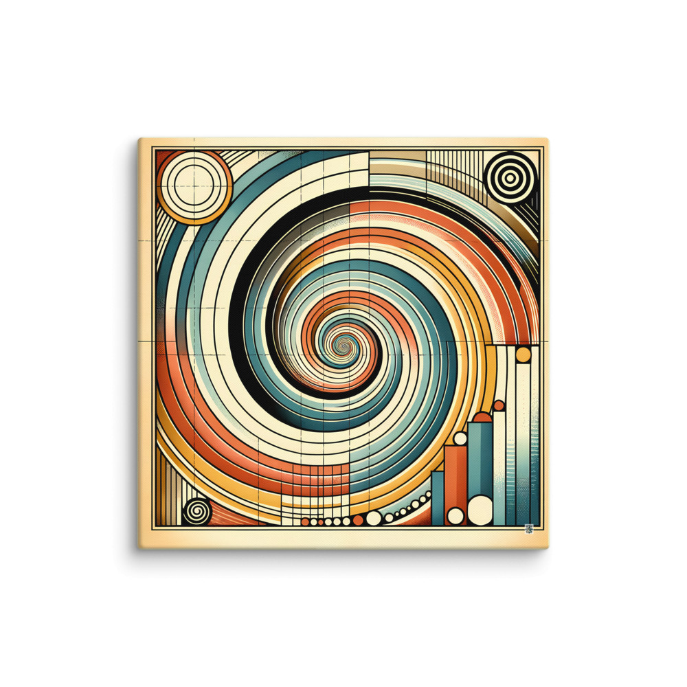 Retro Geometric Spiral Abstract in Teal and Orange