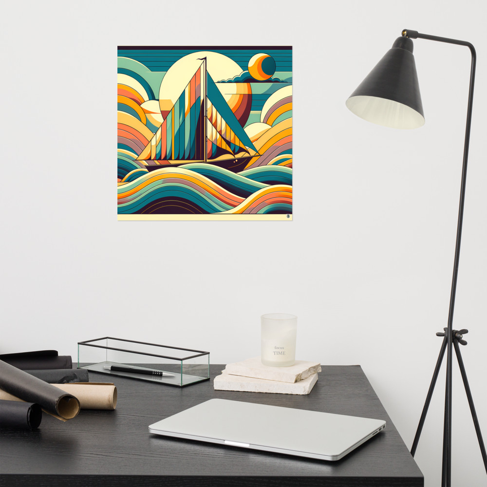 Geometric Sailboat in Retro Waves