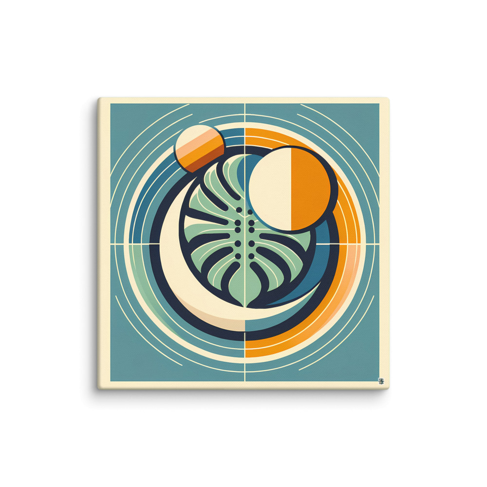 Geometric Monstera Leaf Circles — Canvas Print