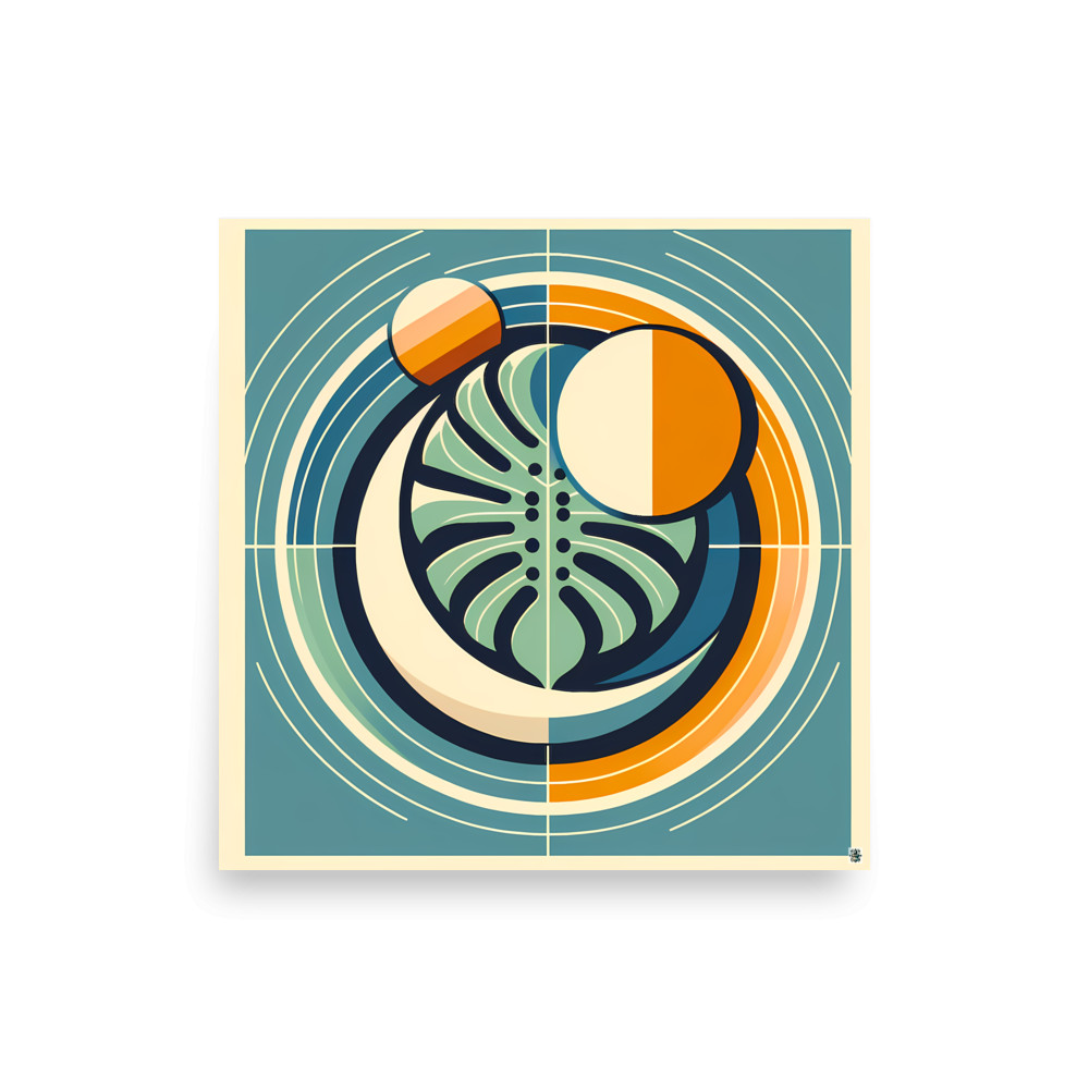 Geometric Monstera Leaf Circles — Art Print