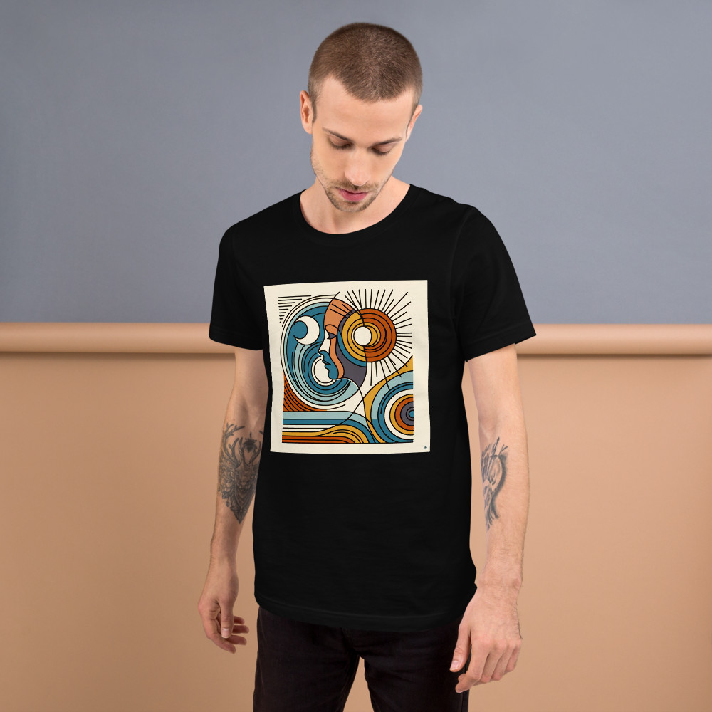 Abstract Line Face with Sun and Moon Waves