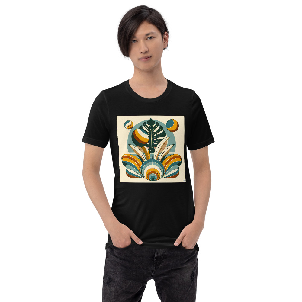 Geometric Monstera Leaf in Retro Botanical Shapes