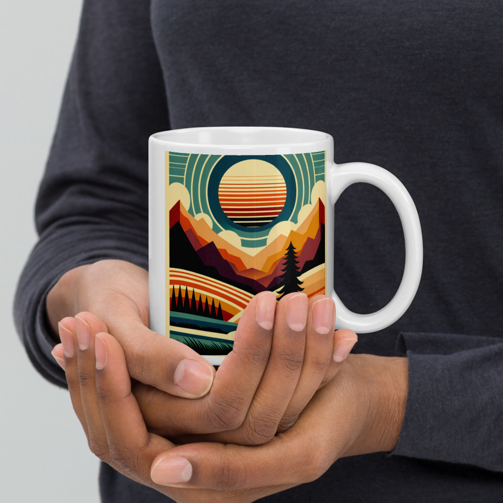 Geometric Mountain Sunrise Landscape