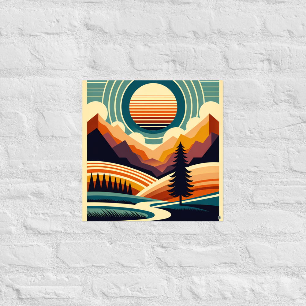 Geometric Mountain Sunrise Landscape