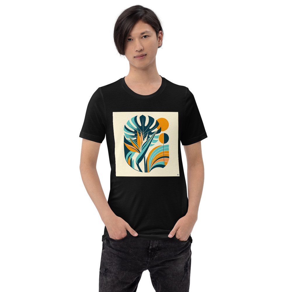 Abstract Tropical Leaves in Teal and Orange