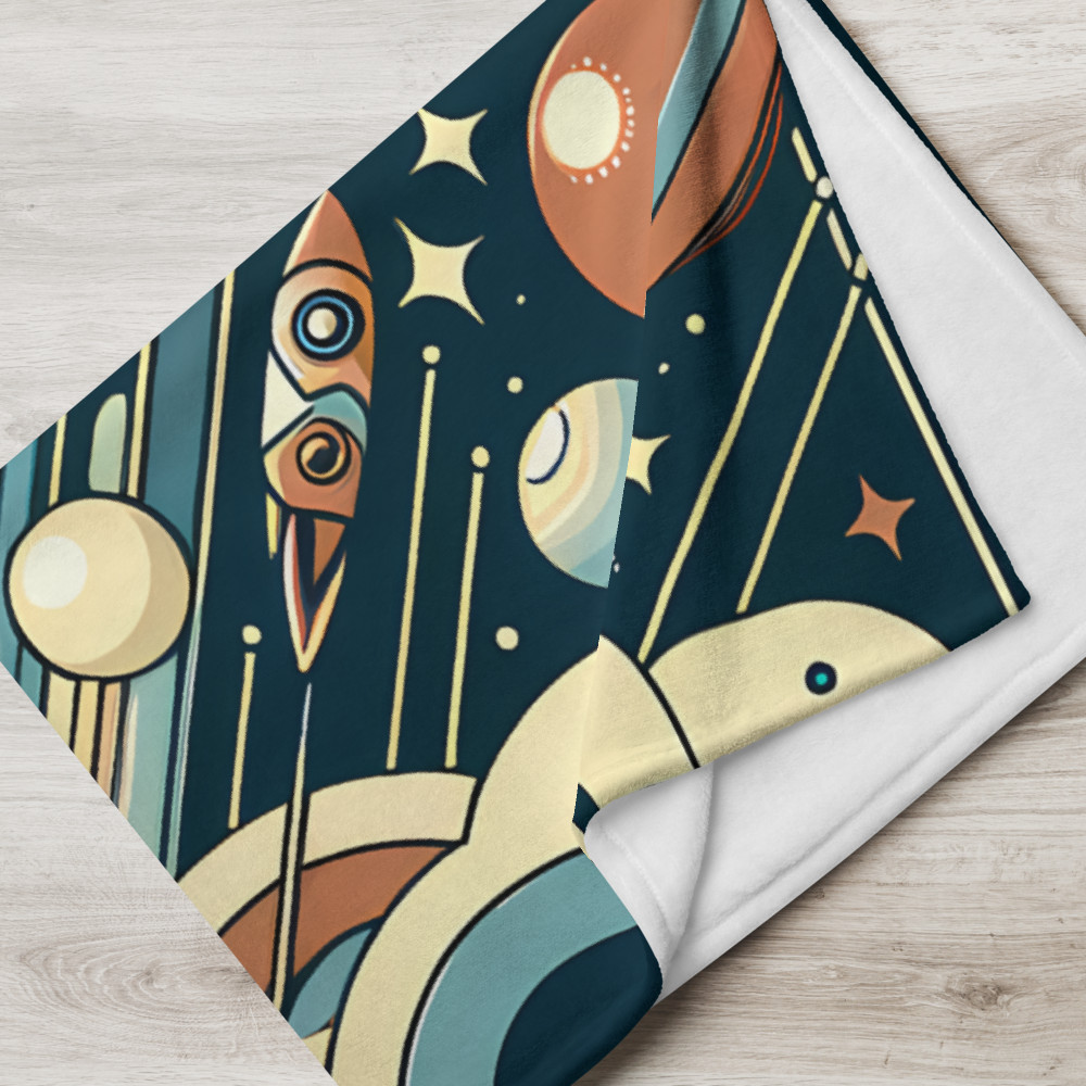 Retro Geometric Space Planets in Teal and Orange