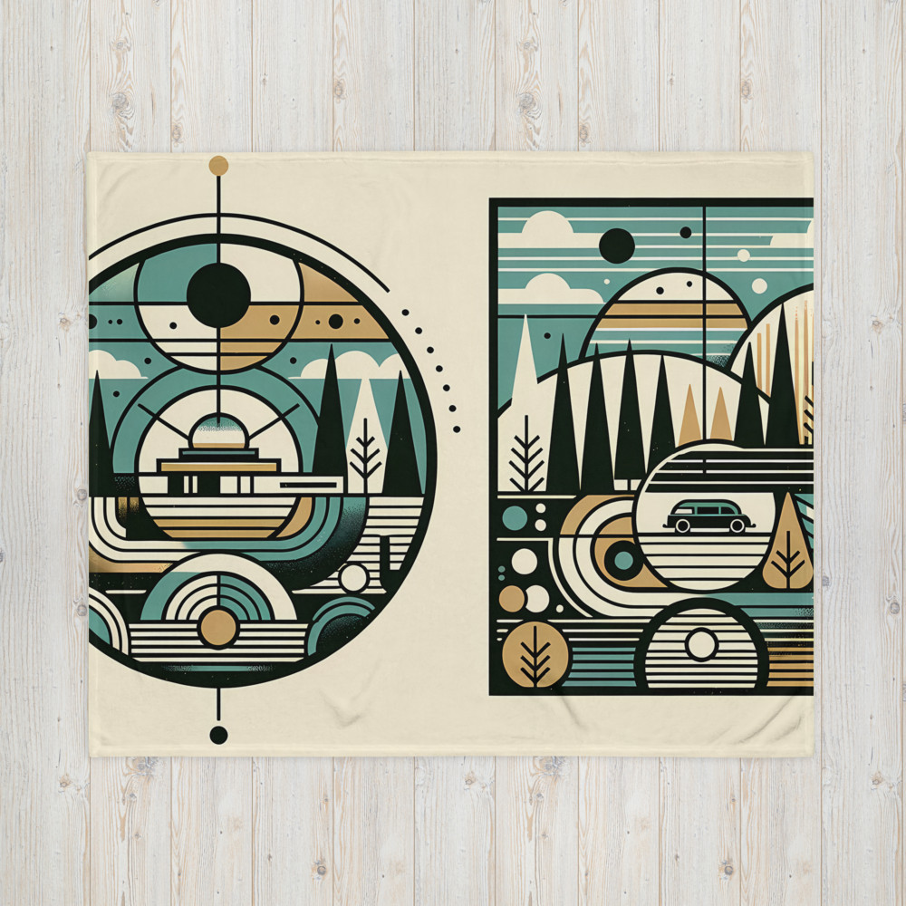 Mid Century Modern Geometric Mountain Landscape