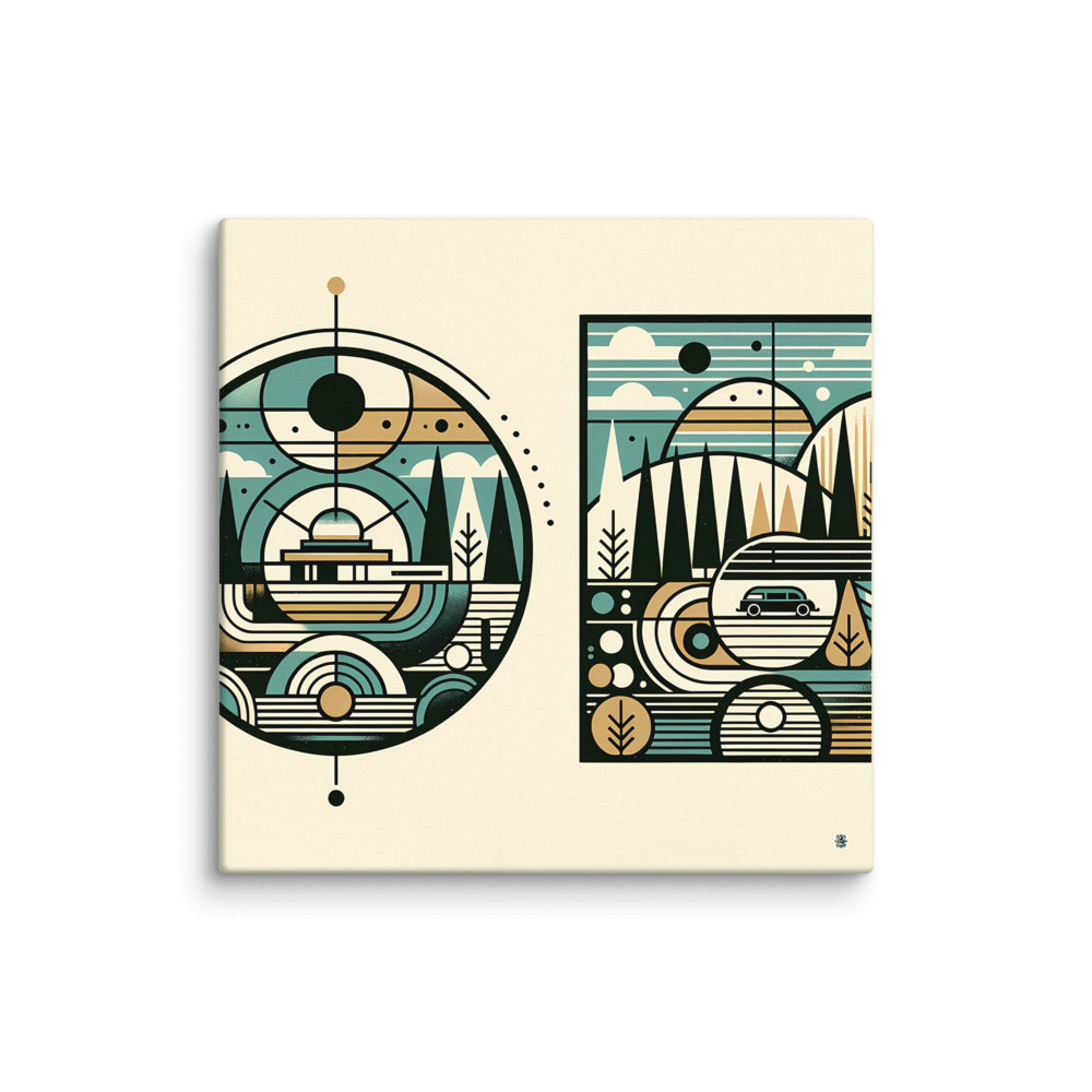 Mid Century Modern Geometric Mountain Landscape — Canvas Print