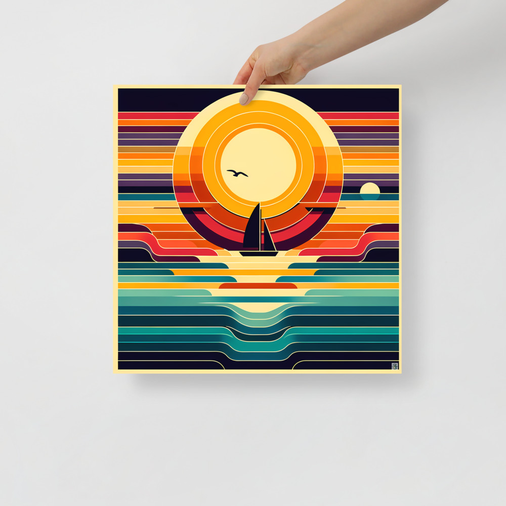 Geometric Sunset Sailboat Colour Block