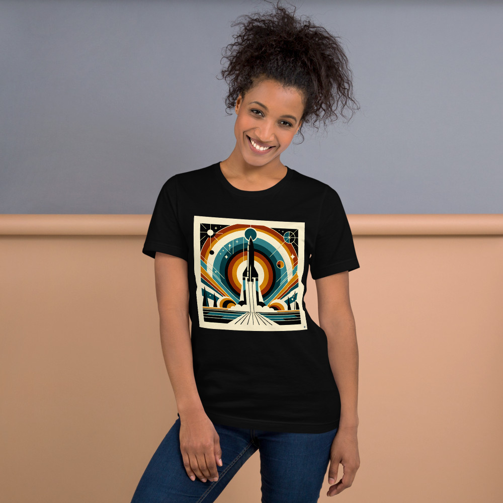 Retro Geometric Rocket Launch