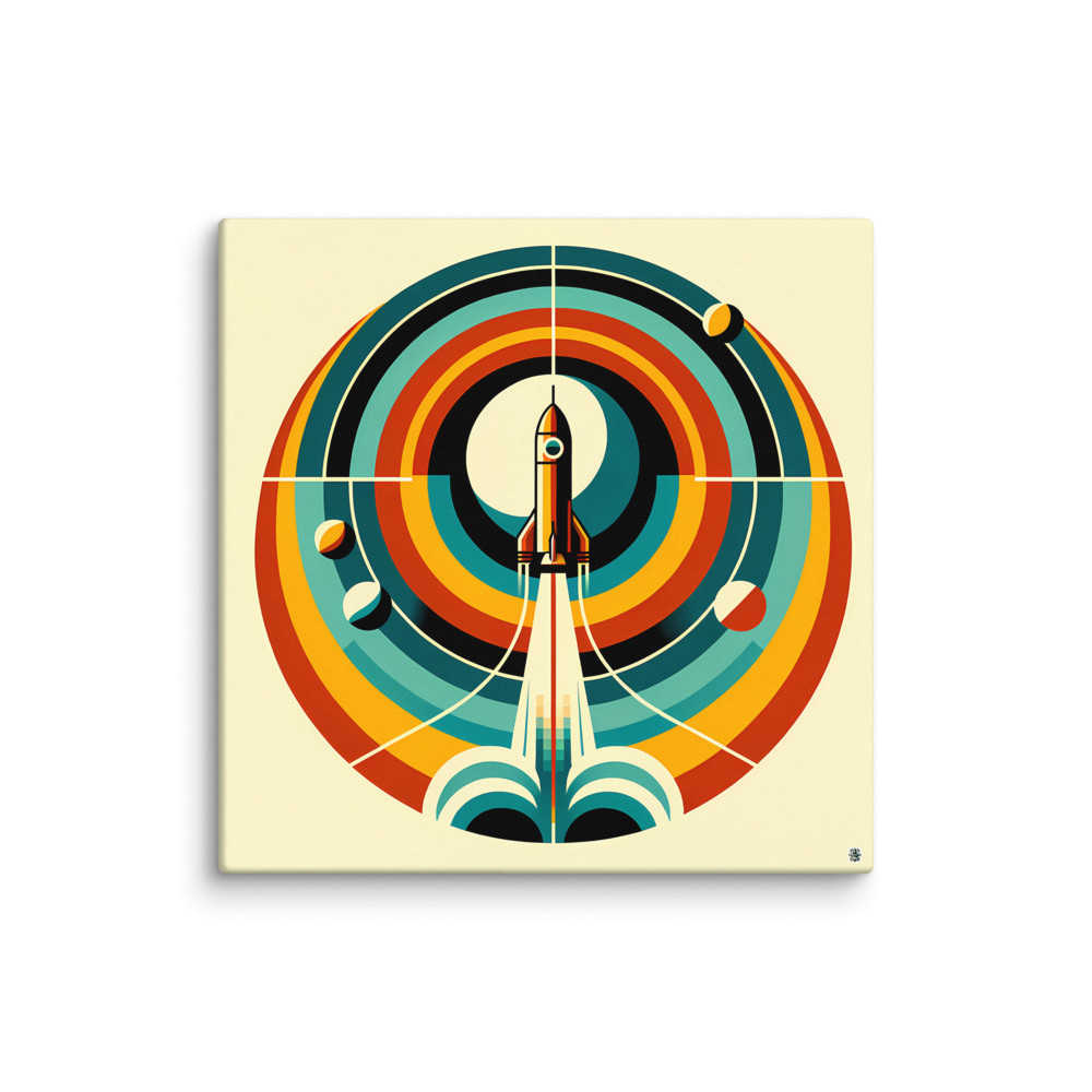 Geometric Rocket Launch Orbit Design — Canvas Print