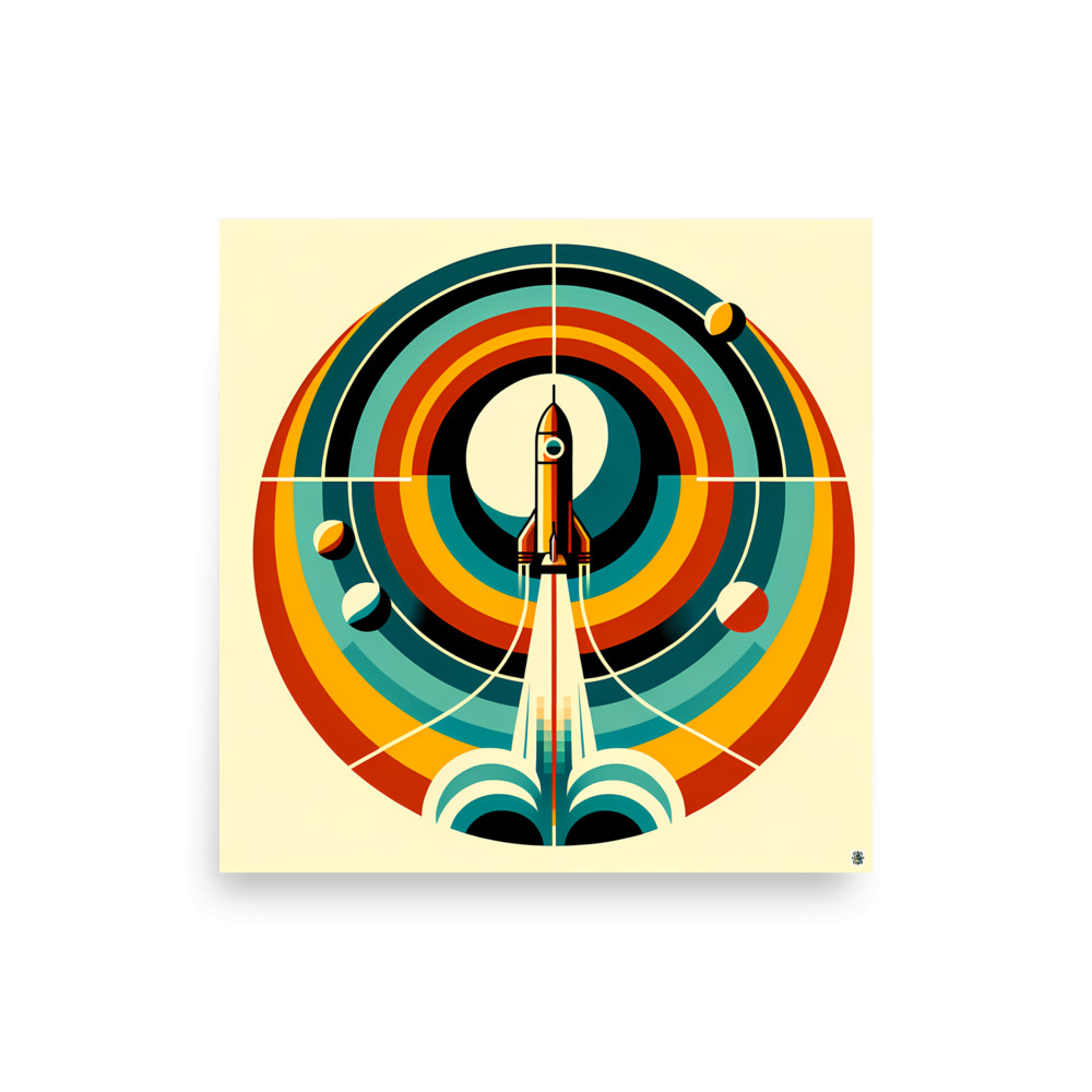 Geometric Rocket Launch Orbit Design — Art Print