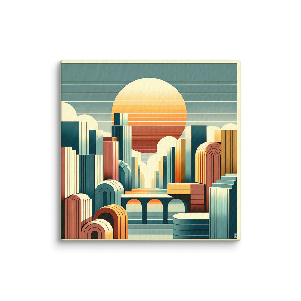 Geometric Sunset Cityscape Illustration