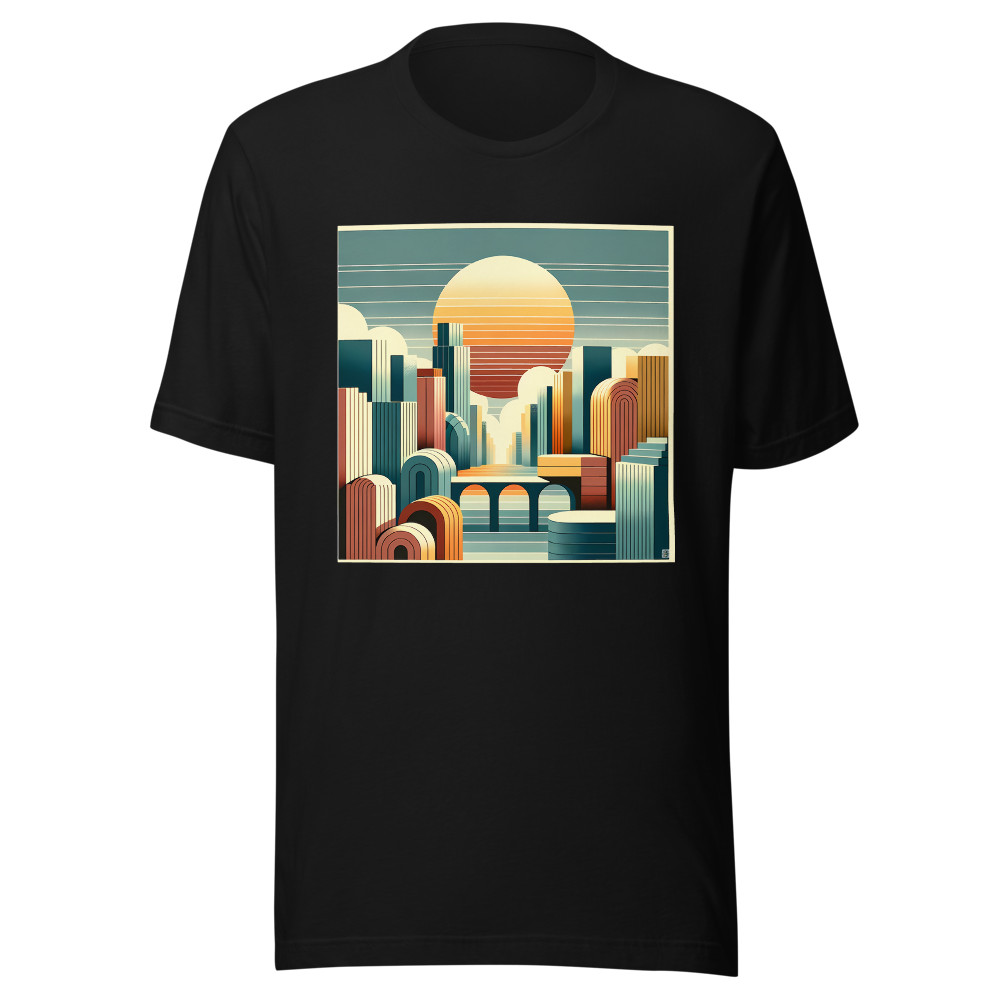 Geometric Sunset Cityscape Illustration