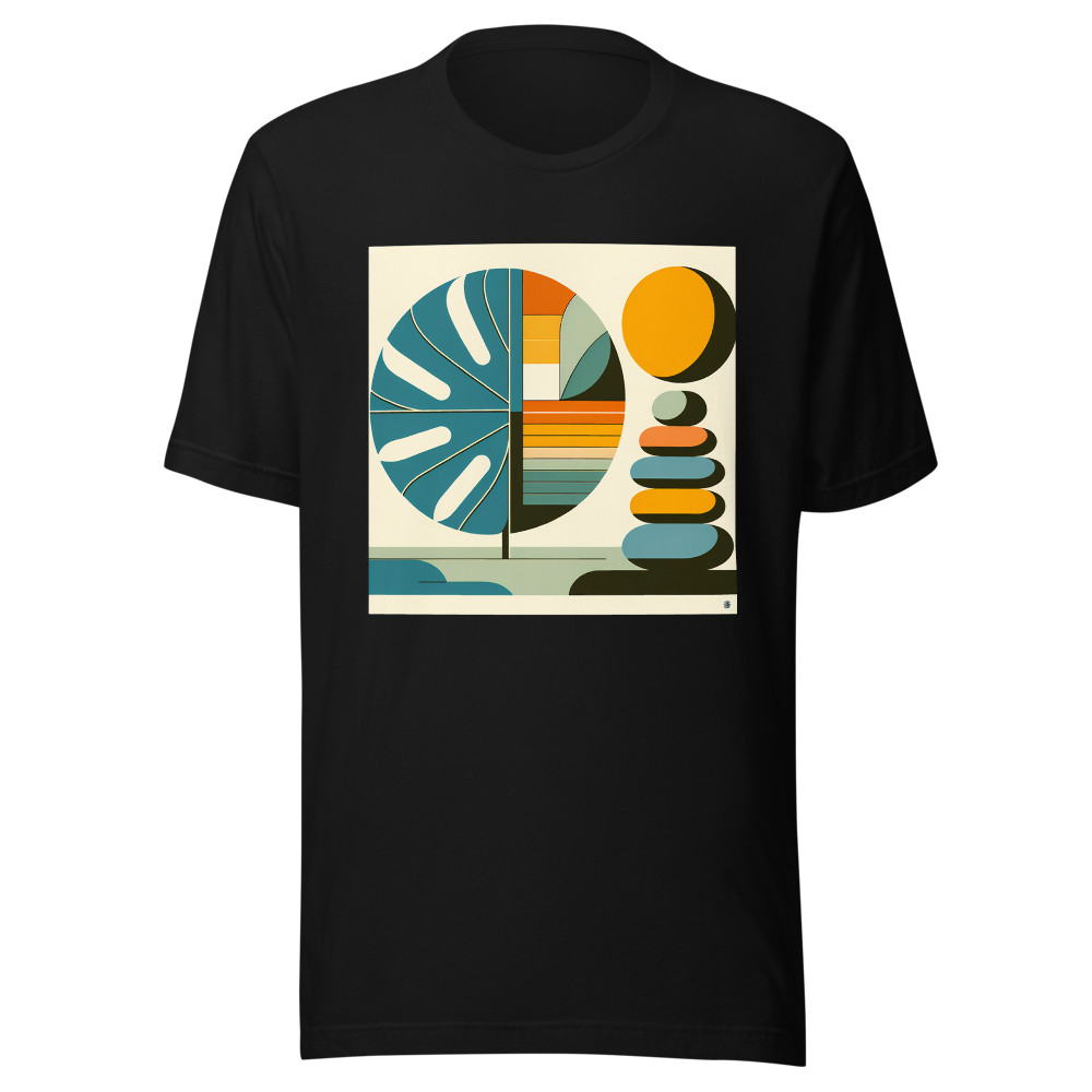Geometric Monstera Leaf and Stacked Stones