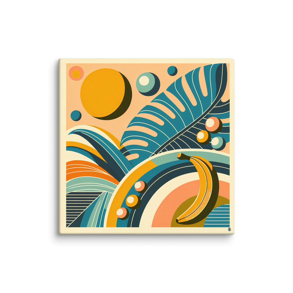 Abstract Tropical Leaves and Banana Shapes — Canvas Print