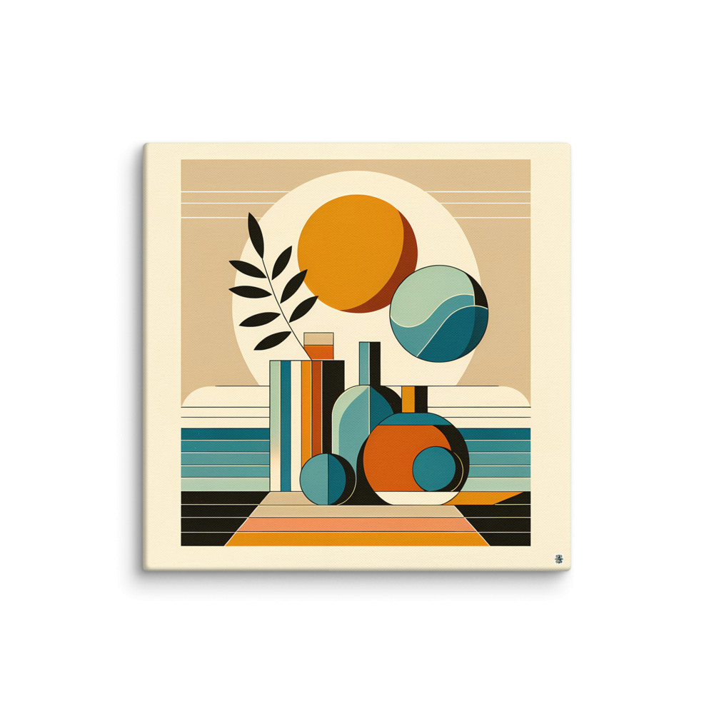 Scandi Minimal Still Life with Sun and Vases — Canvas Print