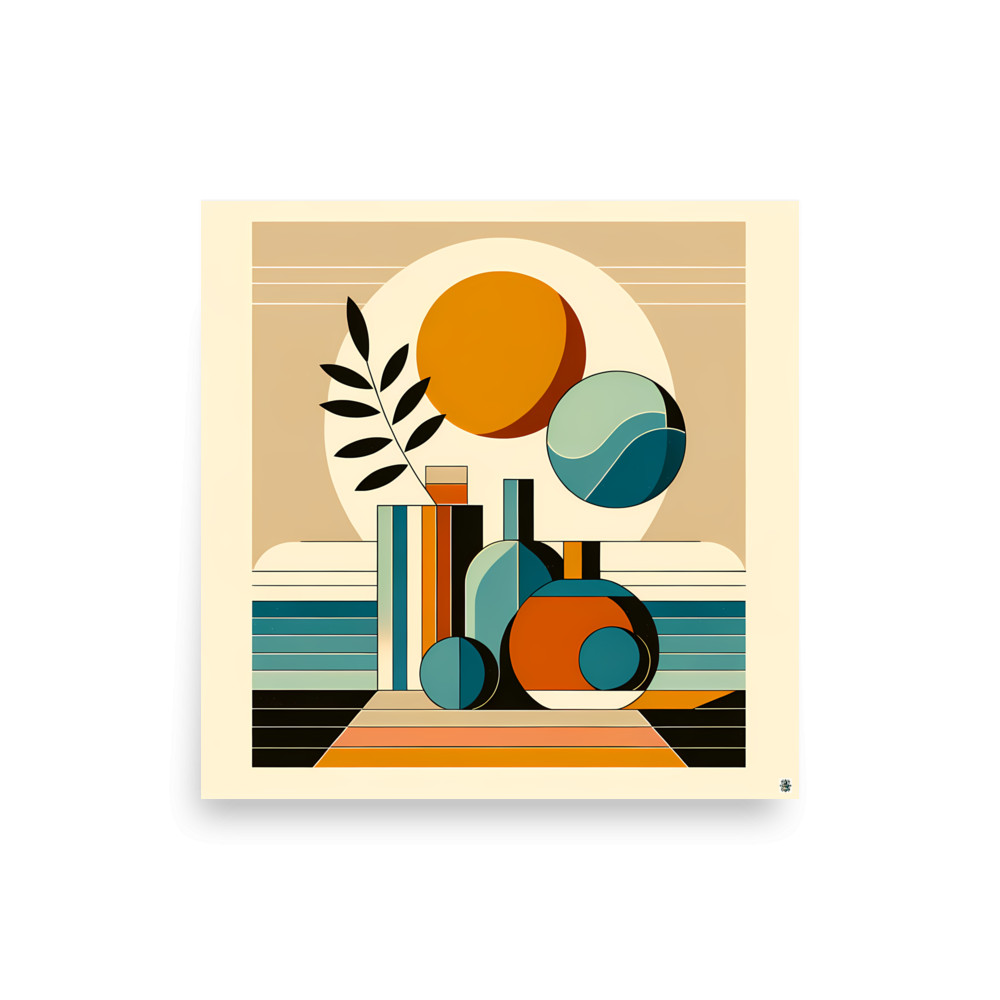 Scandi Minimal Still Life with Sun and Vases — Art Print