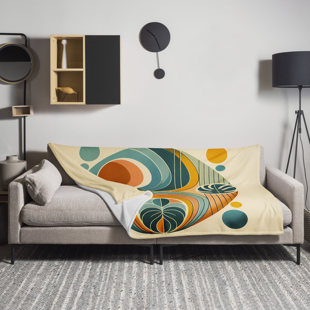Abstract Botanical Circles in Teal and Ochre