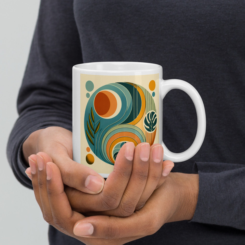 Abstract Botanical Circles in Teal and Ochre
