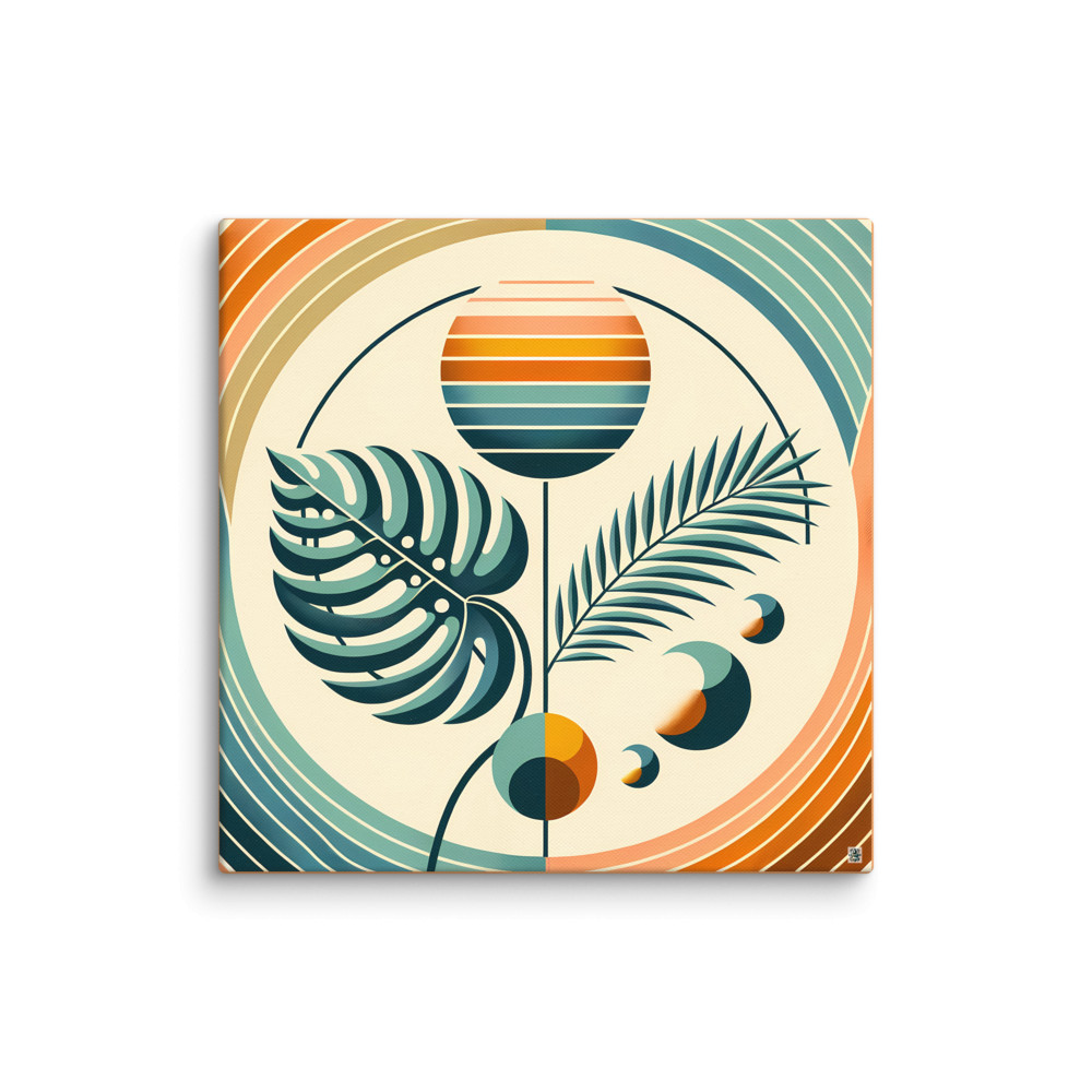 Abstract Botanical Sun and Tropical Leaves — Canvas Print