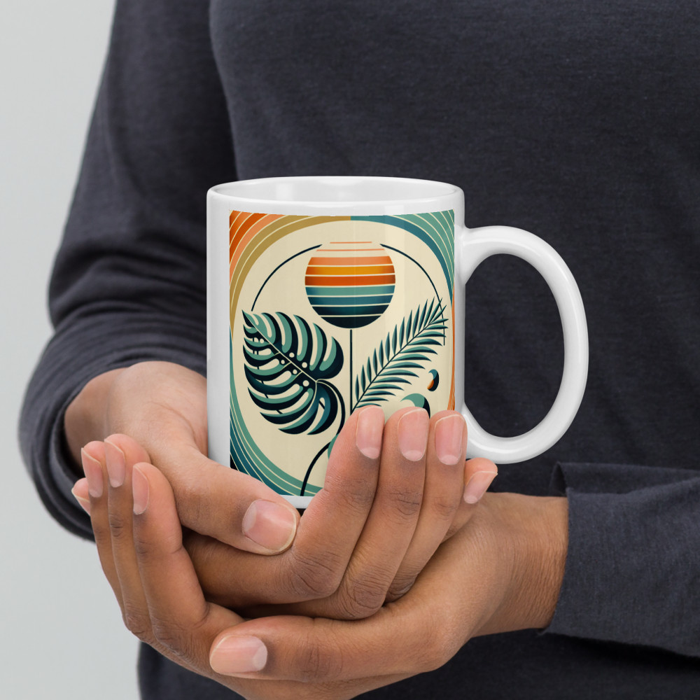 Abstract Botanical Sun and Tropical Leaves — Mug